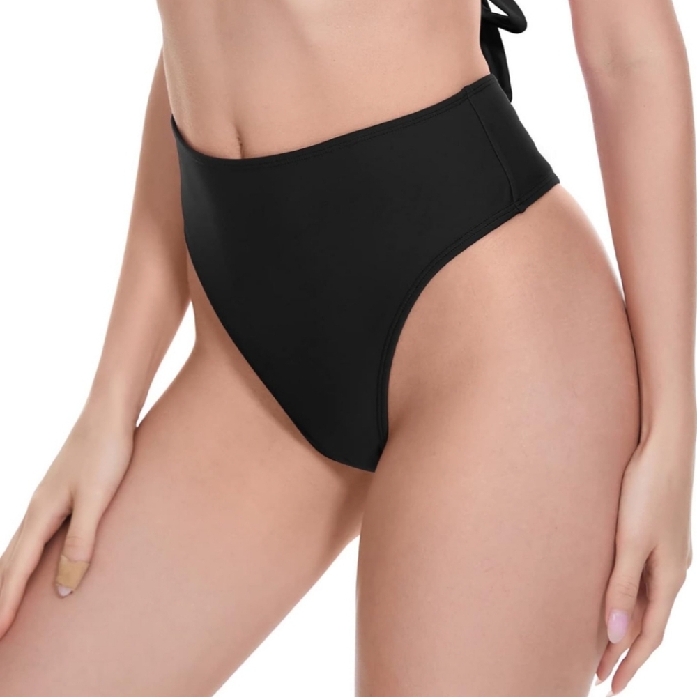 Kepblom Black Thong Rave Bikini Swimsuit Bottom Womens Size Small NEW